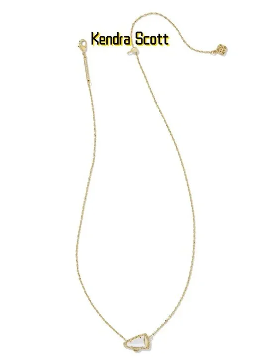 Cheer Gold Short Pendant Necklace in White Mother-of-Pearl - Picture 2 of 4